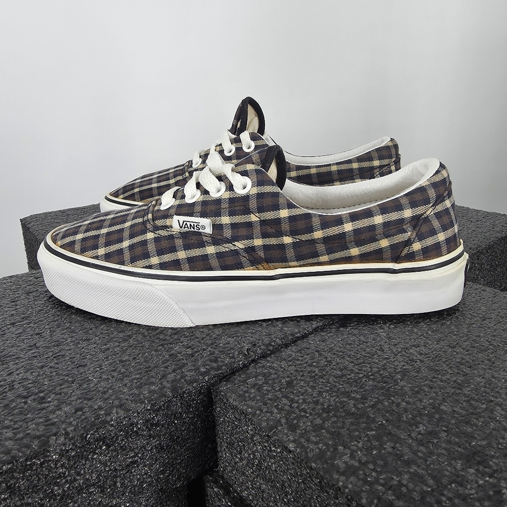 Vans Era Plaid Low Top Sneakers Navy Blue Brown Men’s 5.5 Women’s 7 Shoes T381